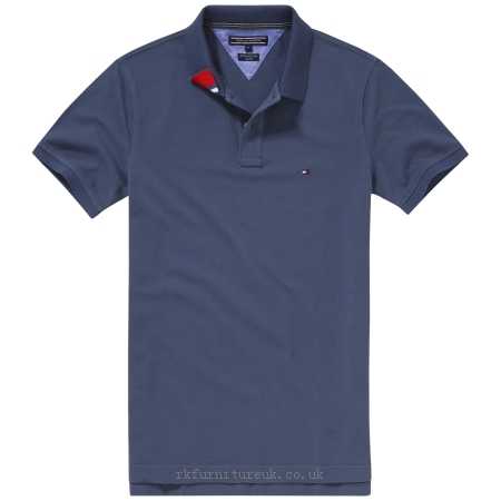 Mens Polo Shirts Vintage Indigo Tommy Hilfiger Slim Fit Polo Shirt 146211 100% cotton